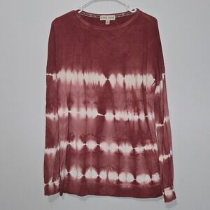 S#2 Knox Rose Women's Tie Dye Long‎ Sleeve Sweatshirt Top Burgundy White Size S